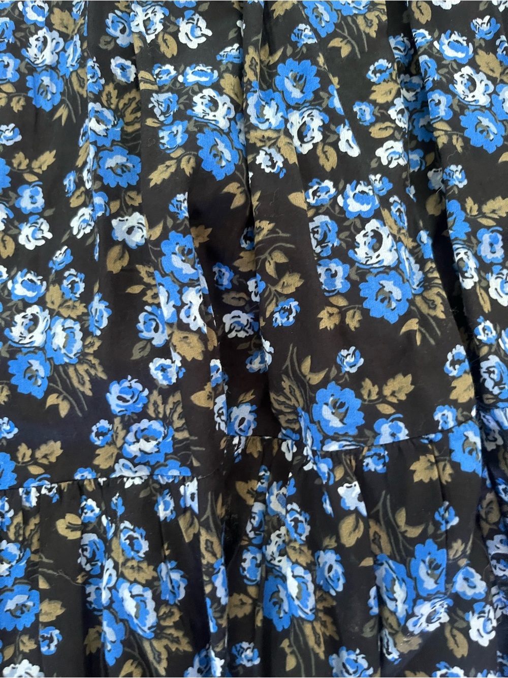 GAP Black Dress with Blue Floral Print and Puff Sleeves - Picture 2 of 2